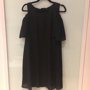 Black Cold Shoulder Swing Dress